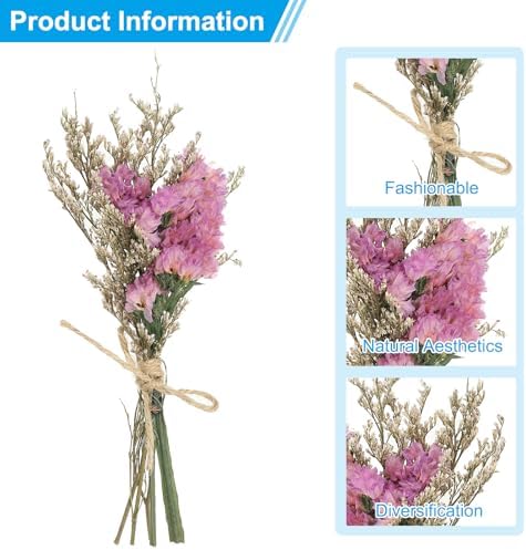 PATIKIL Mini Dried Flower Bouquet Pink Boho Decor