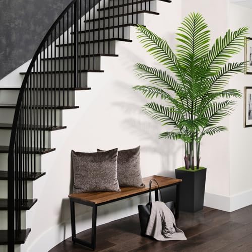 Artificial Palm Tree 6FT - Fake Tropical Areca Plant in Black Planter