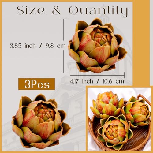 3Pcs Large Faux Artichoke Home Decor Artificial Vegetable Bowl Filler