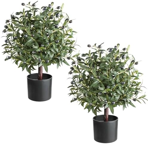 LUWENER 25 Artificial Olive Topiary Ball Set of 2