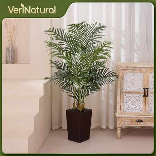 5FT Artificial Palm Tree with Brown Taper Planter and Pebbles
