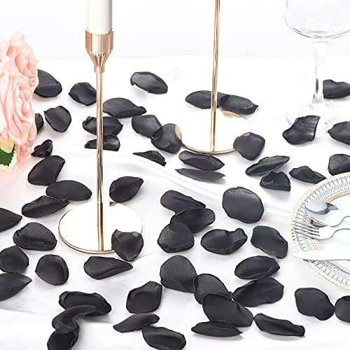 Neaticoo 300pcs Black Silk Rose Petals for Wedding Decorations