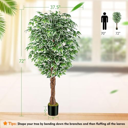 62ft Ficus Artificial Tree with 3 Curved Trunks