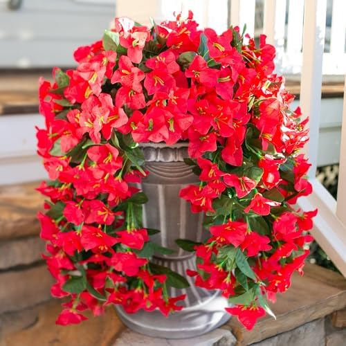 HyeFlora Artificial Bougainvillea Hanging Flowers Red 2pcs
