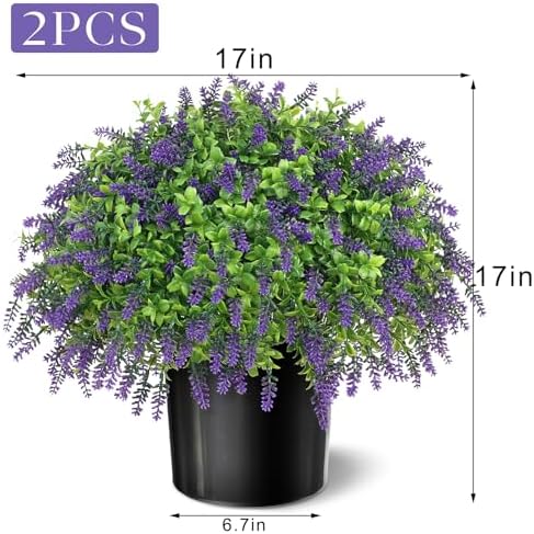 Artificial Boxwood Topiary Ball with Lavender - Set of 2