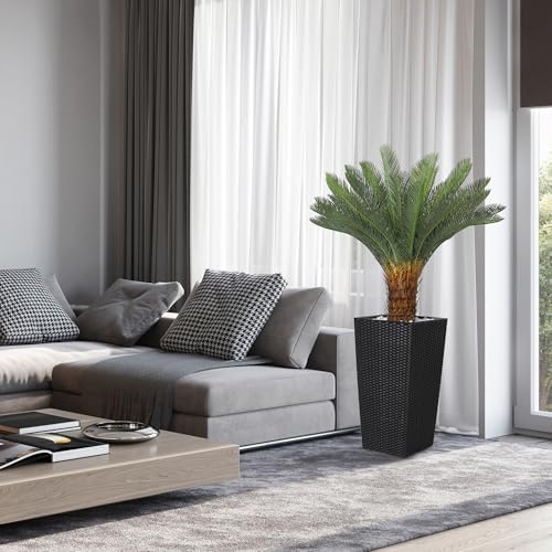Jocoevol 4FT Artificial Cycas Tree with Planter and Decorative Rocks