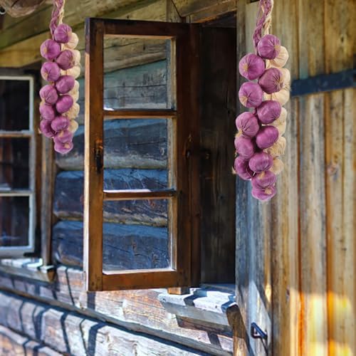 MAGICLULU Artificial Garlic Skewers 2pcs White Purple