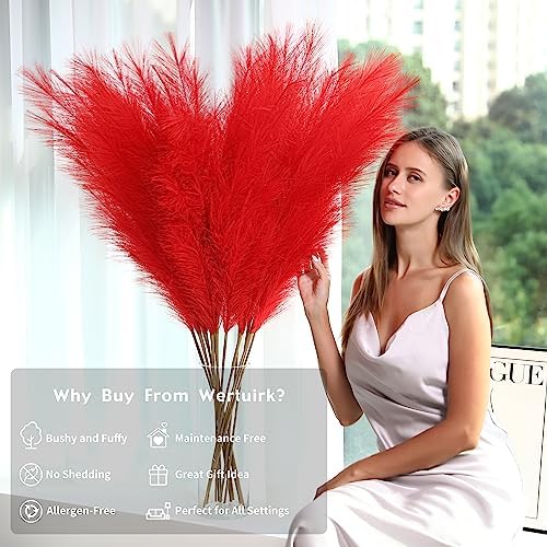Red Pampas Grass Decor - 45 Inch Set of 8