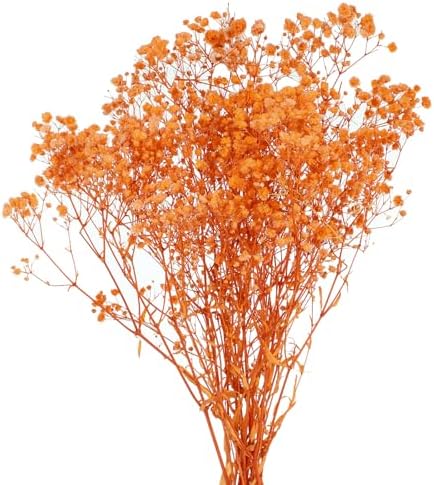 MECCANIXITY Artificial Orange Gypsophila Flowers 17 Inch 3 Pcs
