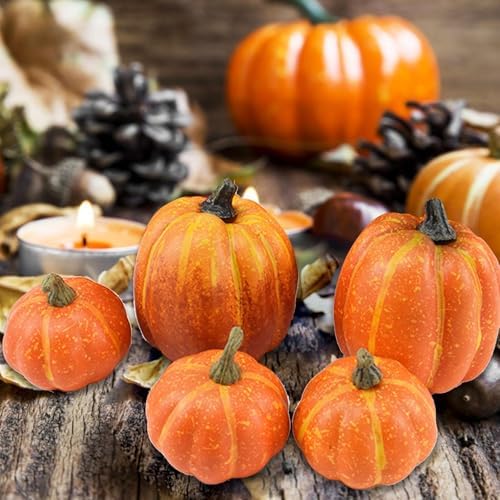7 Artificial Foam Pumpkins for Halloween Decor
