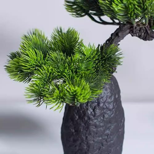 Faux Bonsai Tree with Colorful Ceramic Vase Set