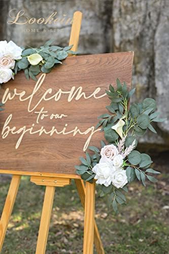 Lookein Artificial Flower Swag Set of 2 Natural Spring Sage
