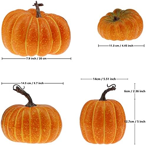 Gresorth 4 PCS Artificial Pumpkin Fall Decoration