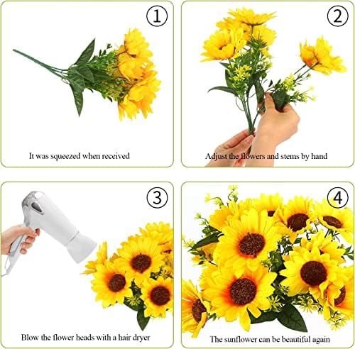 LOKIPA 2 Bunches Artificial Sunflower Bouquet