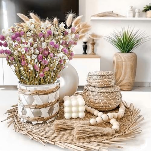 Artificial Flower Bouquet Pink Globe Amaranth Dried Flowers