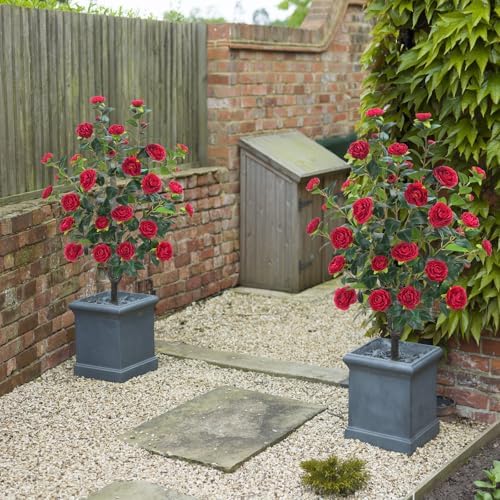 36FT Artificial Camellia Tree with 32 Red Flowers