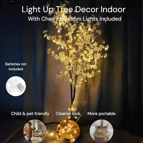 6ft Light Up Cherry Blossom Tree with Plant Basket