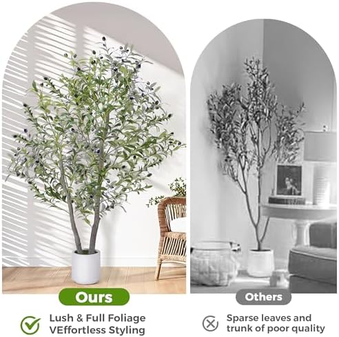 5FT Artificial Olive Tree with White Planter and Realistic Fruits