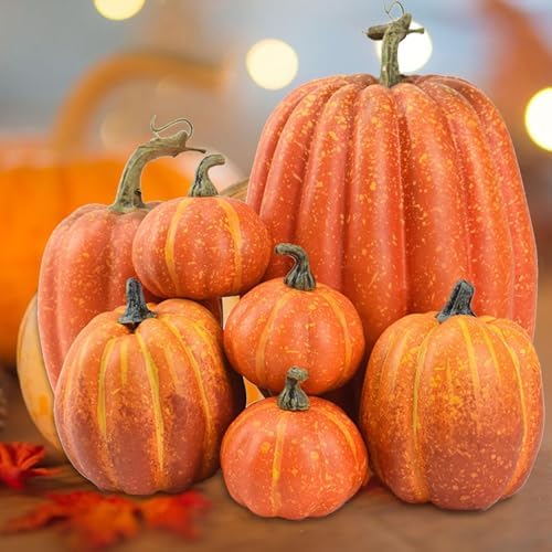 7 Artificial Foam Pumpkins for Halloween Decor