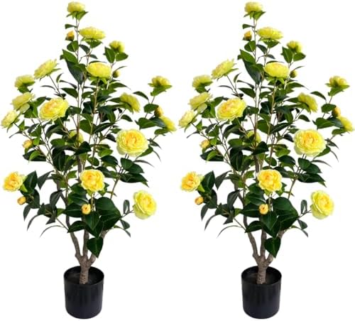 Artificial Camellia Tree 34ft Fake Plants 2 Yellow