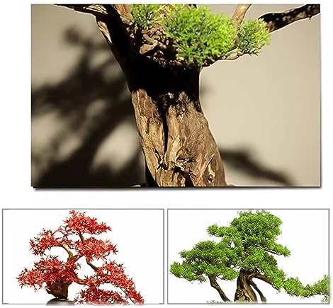 FAFACAI Artificial Bonsai Tree with Pine and Maple Leaves Gold Gray