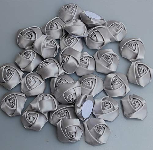 Gray Artificial Silk Satin Rose Decorative Flower Set of 20