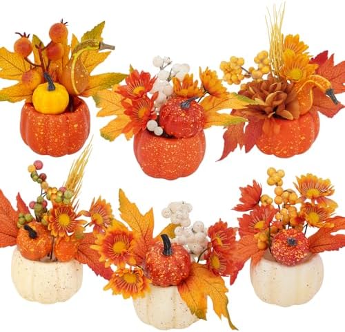 6Pcs Fake Pumpkin Decorations for Fall Celebrations