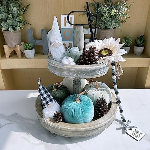Winlyn 4 Pcs Assorted Velvet Pumpkins Decor