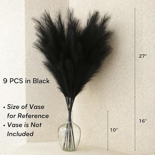 QUBITFUL 9PCS Tall Black Pampas Grass Decor