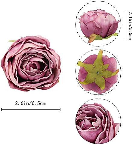 IPOPU Purple and Light Pink Dried Silk Roses 25PCS