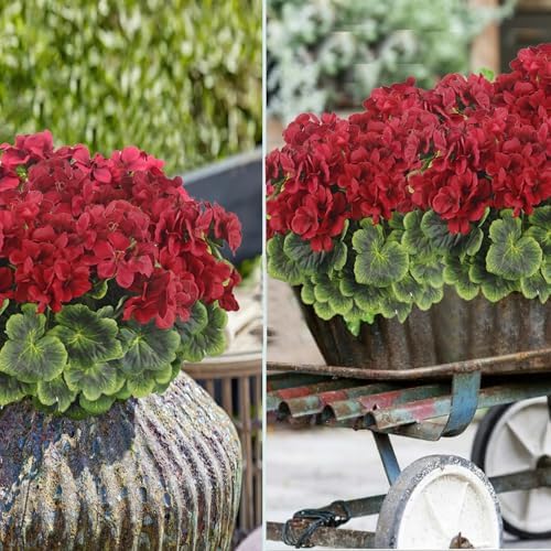 2 Pcs Artificial Geraniums for Outdoor Decor