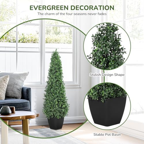 Coucheta 3FT Artificial Boxwood Topiary Trees 2Pack