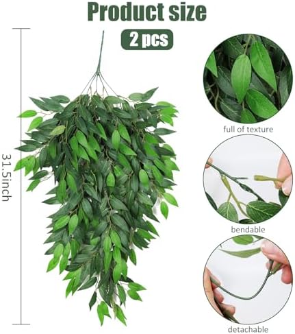 Artificial Hanging Willow Leaves Vine Twigs 2PC Decorations