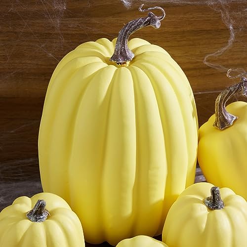 7Pcs Artificial Pumpkins Faux Foam Fall Decor Yellow