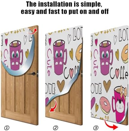Susiyo Halloween Cat Door Cover Coffee Cups 32x79 in