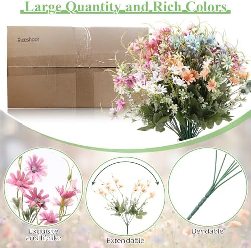 Riceshoot 24 Pcs Artificial Daisy Wildflowers for Home Decor