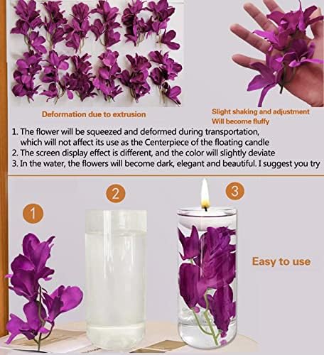 12 Pcs Purple Artificial Orchid Flowers for Floating Candle Centerpieces