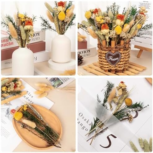 Natural Dried Flower Bouquets for Vase and Decor
