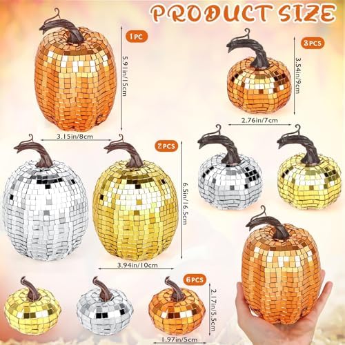 12 Pcs Artificial Disco Glitter Pumpkins Decor