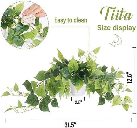 Tiita 1 Pack Artificial Scindapsus Aureus with Pot