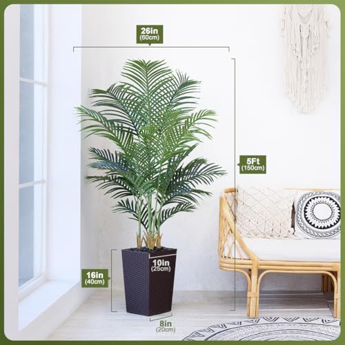 5FT Artificial Palm Tree with Brown Taper Planter and Pebbles