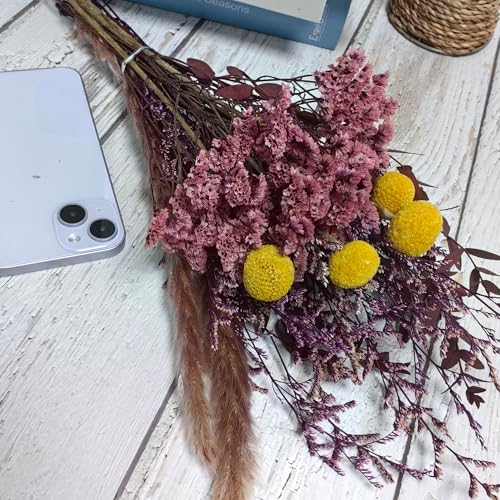 LBREVOGA Dried Flower Bouquet - Purple 15 Inches