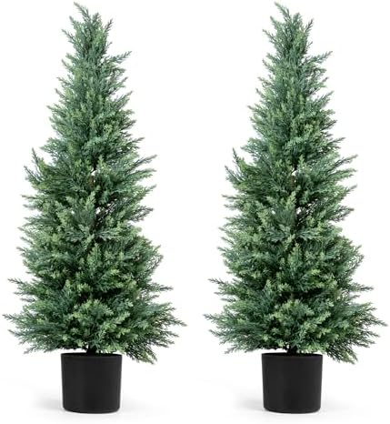 DRAY 2-Pack Faux Cypress Topiary Trees 4ft Tall