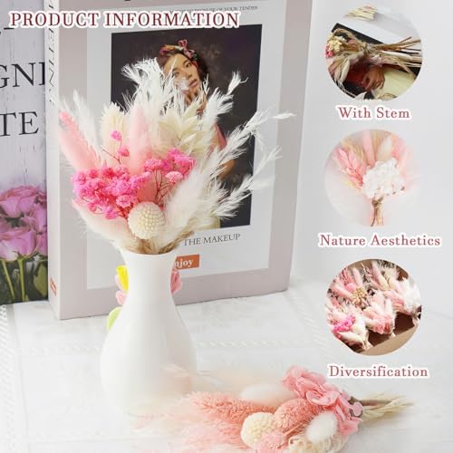 Cenyn 6 Pack Pink Boho Dried Flower Bouquets