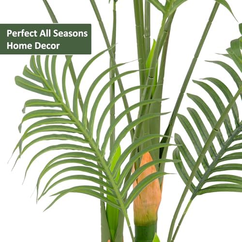 Lush Artificial Palm Tree 7FT with White Planter and Free Moss