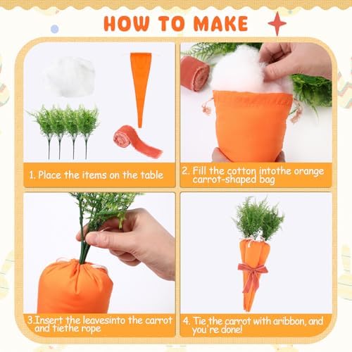 6 Pcs Easter Artificial Carrots Decor Set