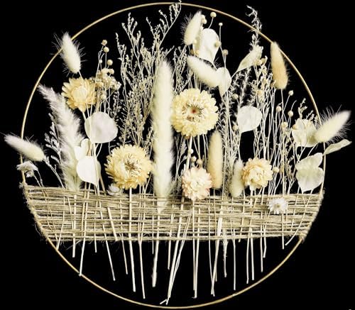 Boho Hoop with Earthy Beige Flowers for Natural Interiors