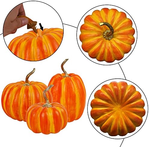 Winemana 3 Pcs Artificial Pumpkins Fall Decorations