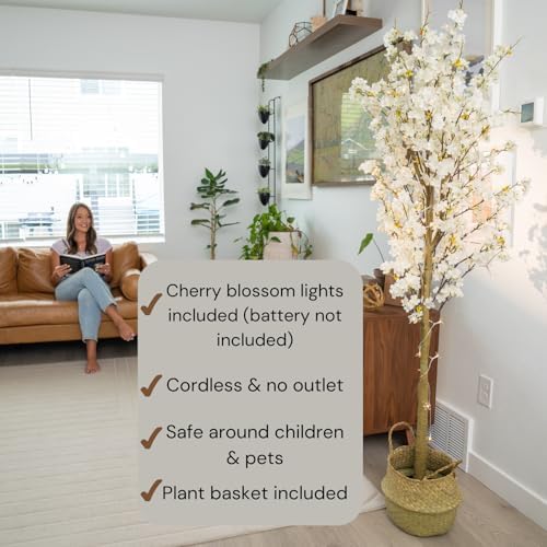 6ft Light Up Cherry Blossom Tree with Plant Basket