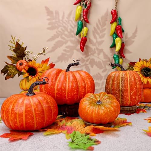 Gresorth 4 PCS Artificial Pumpkin Fall Decoration